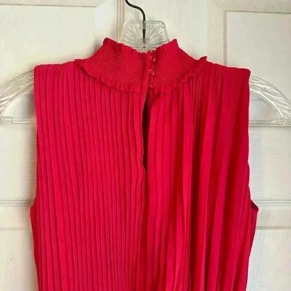 Nanette Lepore Pink Sleeveless Pleated High Neck Smocked Dress Size 6 - Picture 6 of 7